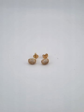 Brand New Brazilian 18k Gold Filled Oval Cz Earrings