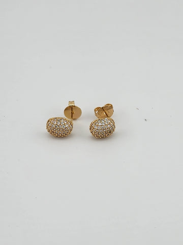 Brand New Brazilian 18k Gold Filled Oval Cz Earrings