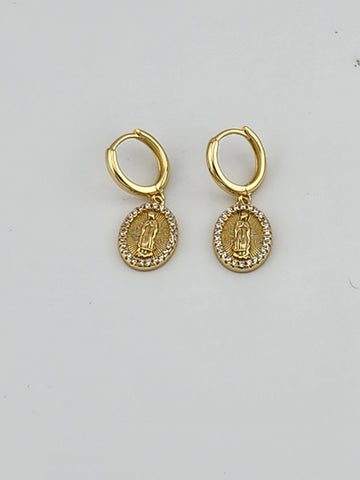 Brand New Sterling Silver 925 Virgen De Guadalupe Earrings