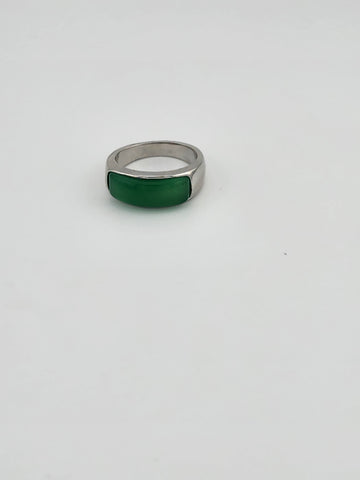 Modern Harmony Ring – Rectangle Jade on Brass Band