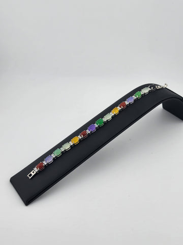 Soft Strength – Oval Jade & Agate Bracelet with Delicate Gemstones