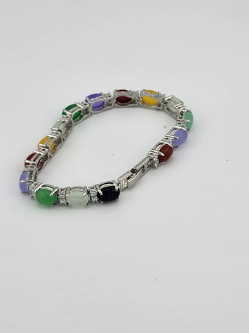 Soft Strength – Oval Jade & Agate Bracelet with Delicate Gemstones