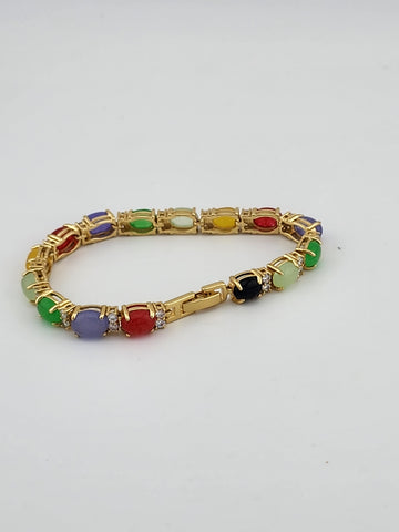 Soft Strength – Oval Jade & Agate Bracelet with Delicate Gemstones
