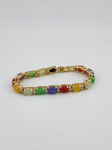 Soft Strength – Oval Jade & Agate Bracelet with Delicate Gemstones
