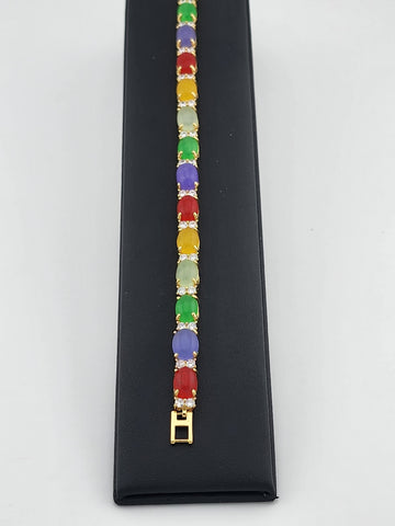 Soft Strength – Oval Jade & Agate Bracelet with Delicate Gemstones
