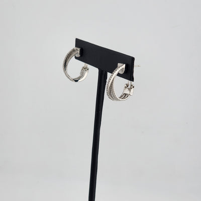 Elegant 925 Sterling Silver Crossover Hoop Earrings – Modern & Timeless Design