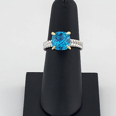 Sterling Silver 925 Ring with Blue Gemstone – Fresh, Elegant, and Brand New