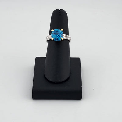 Sterling Silver 925 Ring with Blue Gemstone – Fresh, Elegant, and Brand New
