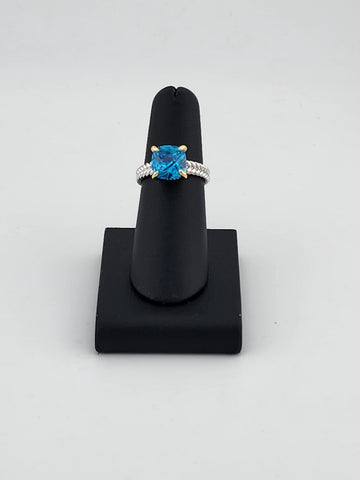 Sterling Silver 925 Ring with Blue Gemstone – Fresh, Elegant, and Brand New