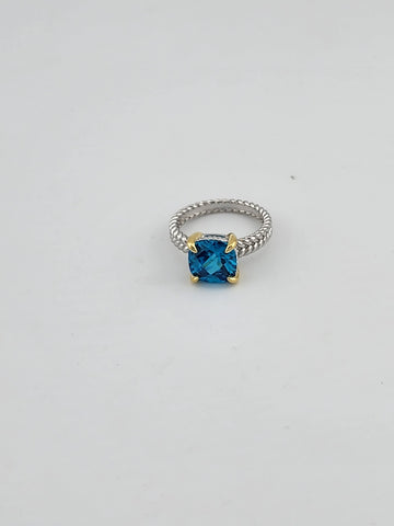Sterling Silver 925 Ring with Blue Gemstone – Fresh, Elegant, and Brand New
