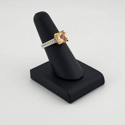 Sterling Silver 925 Ring with Orange Gemstone – Fresh, Elegant, and Brand New