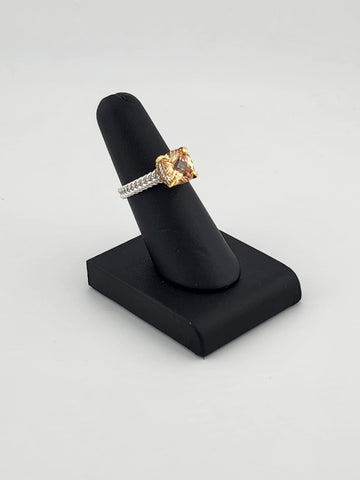 Sterling Silver 925 Ring with Orange Gemstone – Fresh, Elegant, and Brand New