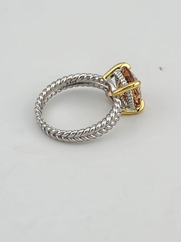 Sterling Silver 925 Ring with Orange Gemstone – Fresh, Elegant, and Brand New