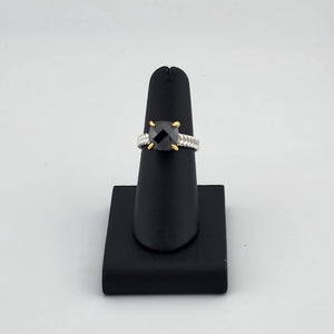 Sterling Silver 925 Ring with Black Gemstone – Fresh, Elegant, and Brand New