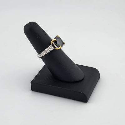 Sterling Silver 925 Ring with Black Gemstone – Fresh, Elegant, and Brand New
