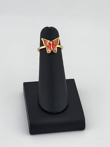 Delicate Pink Butterfly Brass Ring – Trendy Gift for Her