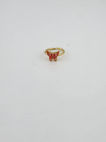 Delicate Pink Butterfly Brass Ring – Trendy Gift for Her