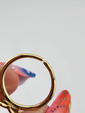 Delicate Pink Butterfly Brass Ring – Trendy Gift for Her