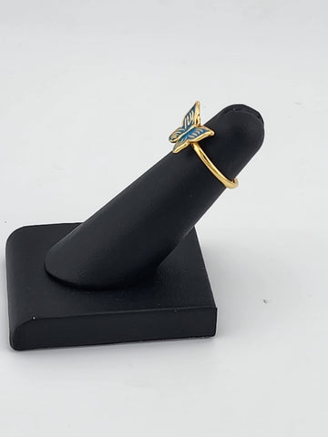 Delicate Blue Butterfly Brass Ring – Trendy Gift for Her