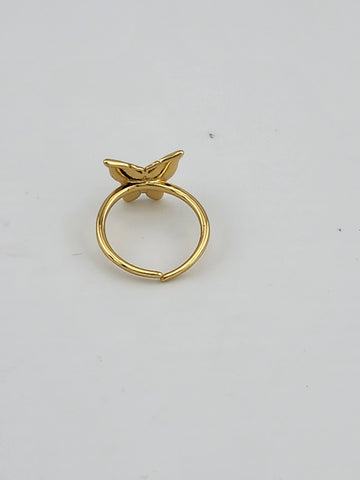 Delicate Blue Butterfly Brass Ring – Trendy Gift for Her