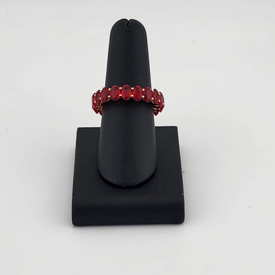 Sterling Silver 925 Twist Ring with Multi Red Gemstones – Bold & Elegant Design