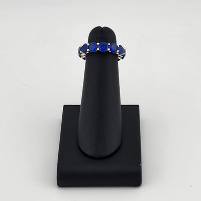 Sterling Silver 925 Twist Ring with Multi Blue Gemstones – Bold & Elegant Design