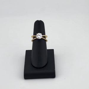 Sterling Silver 925 Crossover Ring with Gemstone – Modern Elegance, Brand New