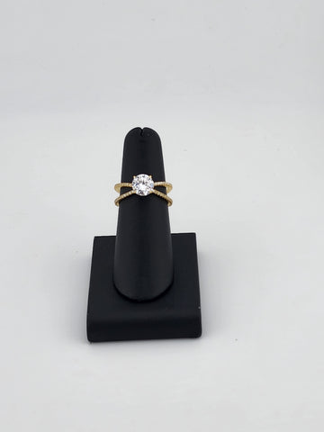 Sterling Silver 925 Crossover Ring with Gemstone – Modern Elegance, Brand New