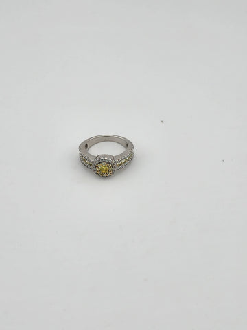 Sterling Silver 925 Ring with Yellow & White CZ Stones – Bright, Elegant, and New