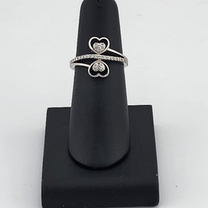 Sterling Silver 925 Double Heart Ring – Sparkling CZ Accents, Brand New Design