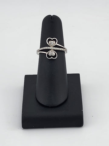 Sterling Silver 925 Double Heart Ring – Sparkling CZ Accents, Brand New Design