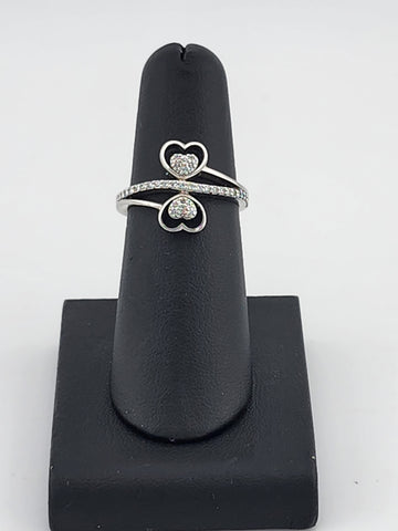 Sterling Silver 925 Double Heart Ring – Sparkling CZ Accents, Brand New Design