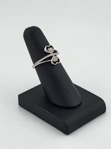 Sterling Silver 925 Double Heart Ring – Sparkling CZ Accents, Brand New Design