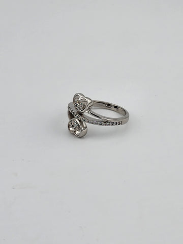 Sterling Silver 925 Double Heart Ring – Sparkling CZ Accents, Brand New Design