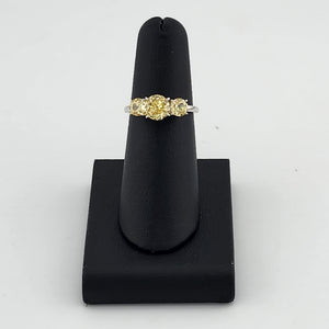 Triple Yellow Gemstone Ring in 925 Sterling Silver – Classic Style, Modern Shine