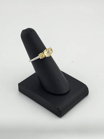 Triple Yellow Gemstone Ring in 925 Sterling Silver – Classic Style, Modern Shine