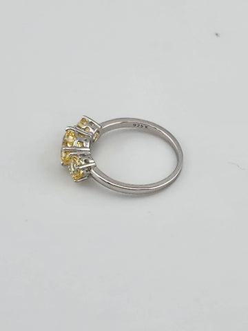 Triple Yellow Gemstone Ring in 925 Sterling Silver – Classic Style, Modern Shine