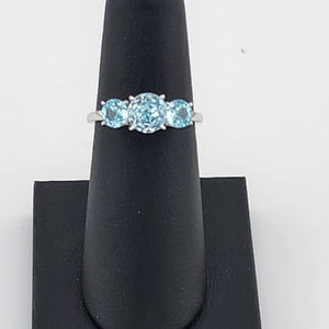 Triple Blue Gemstone Ring in 925 Sterling Silver – Classic Style, Modern Shine