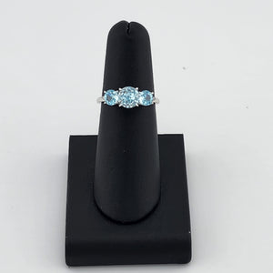 Triple Blue Gemstone Ring in 925 Sterling Silver – Classic Style, Modern Shine