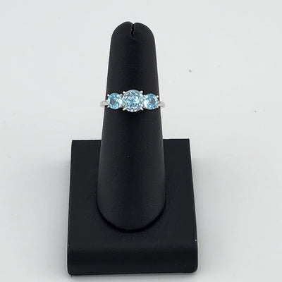 Triple Blue Gemstone Ring in 925 Sterling Silver – Classic Style, Modern Shine