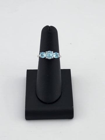 Triple Blue Gemstone Ring in 925 Sterling Silver – Classic Style, Modern Shine