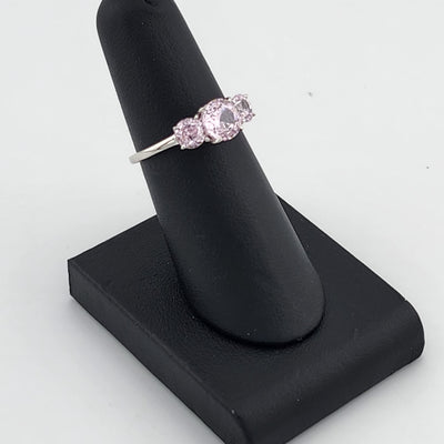 Triple Pink Gemstone Ring in 925 Sterling Silver – Classic Style, Modern Shine