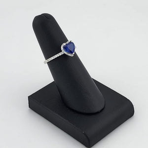 Dazzling Blue Heart Gemstone Ring in Solid 925 Sterling Silver – Perfect Gift for Her