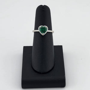 Dazzling Green Heart Gemstone Ring in Solid 925 Sterling Silver – Perfect Gift for Her