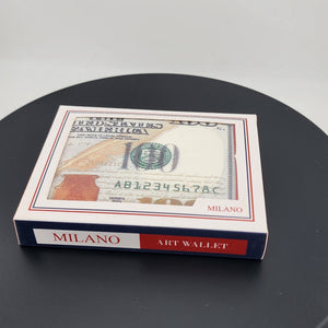 Milano Currency Print Wallet with Blue and White Design