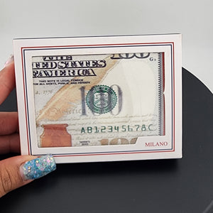 Milano Currency Print Wallet with Blue and White Design