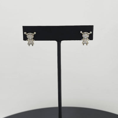 925 Silver Girl-Shaped Earrings with Cubic Zirconia – Adorable & Elegant