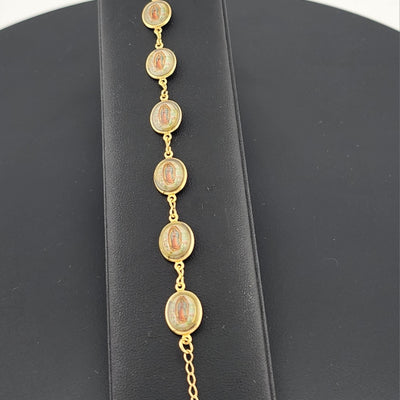Brazilian 18K Gold Filled Virgen de Guadalupe Bracelet – Elegant & Devotional