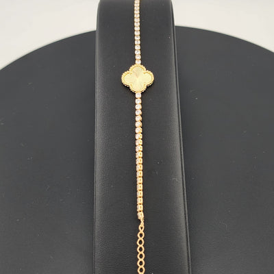 Lucky Clover Bracelet – Brazilian 18K Gold Filled with CZ Sparkle