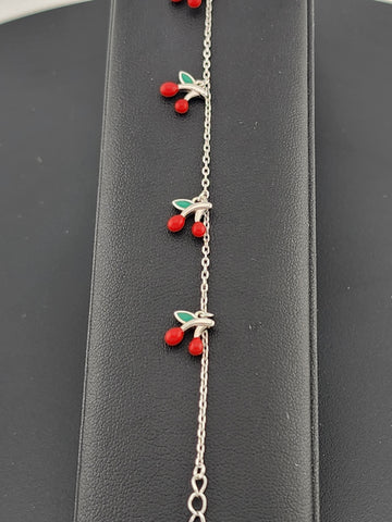 Sterling Silver Multi Cherries Bracelet – Sweet & Stylish Fruit Jewelry